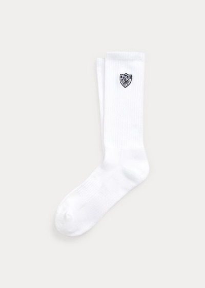 Calcetines Ralph Lauren Hombre Blancos - Polo Crest Crew - UEBPM7283